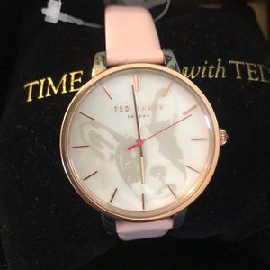 Ted Baker pink rose gold Boston terrier watch